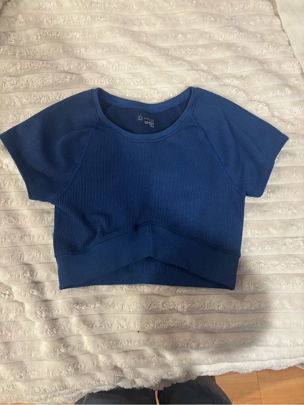 Aerie Girls' Blue Ribbed Crop Top